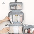 thumbnail image 5 of 1 Pack Women' TSA- High Quality Hanging Toiletry & Makeup Organizer - Foldable Travel Cosmetic Bag with Dry/Wet Separation, Hanging Hook, Four-Fold, for Airplane Bathroom (Grey/) - Nylon &, 5 of 10