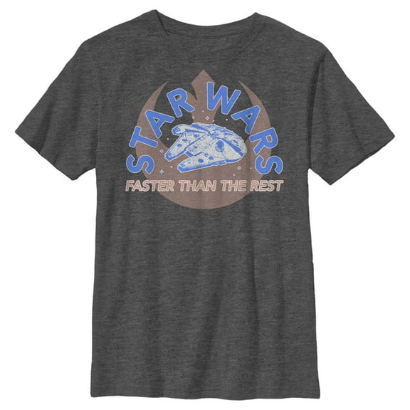 Boy's Star Wars: A New Hope Millennium Falcon Faster Than the Rest  Graphic Tee Charcoal Heather Medium