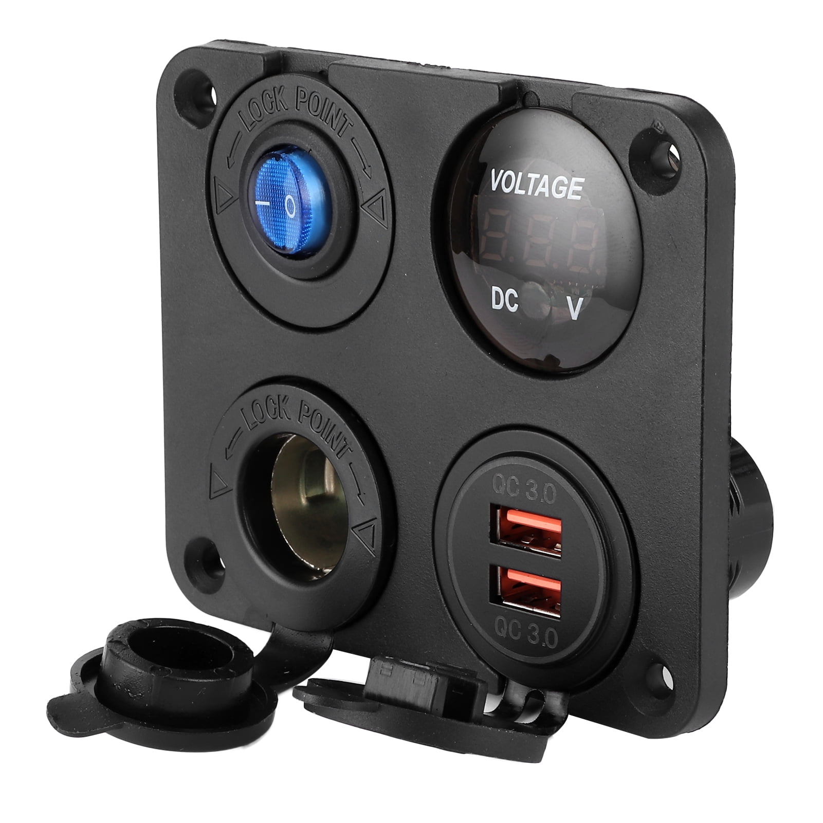 ESTINK 12V24V 4 Hole Switch Panel Waterproof QC3.0 Dual USB Socket