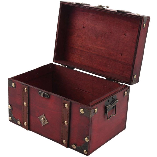 Retro Treasure Chest Vintage Wooden Storage Box Antique Style Jewelry Organizer for Jewelry Box Tri