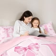 thumbnail image 4 of Erosebridal Pink Bowknot Personalized Initial H Twin Bedding Sets 7-Piece,Japanese Style Sakura Bedding Comforter Set,Pink Reversible,Microfiber Bedroom Decor, 4 of 6