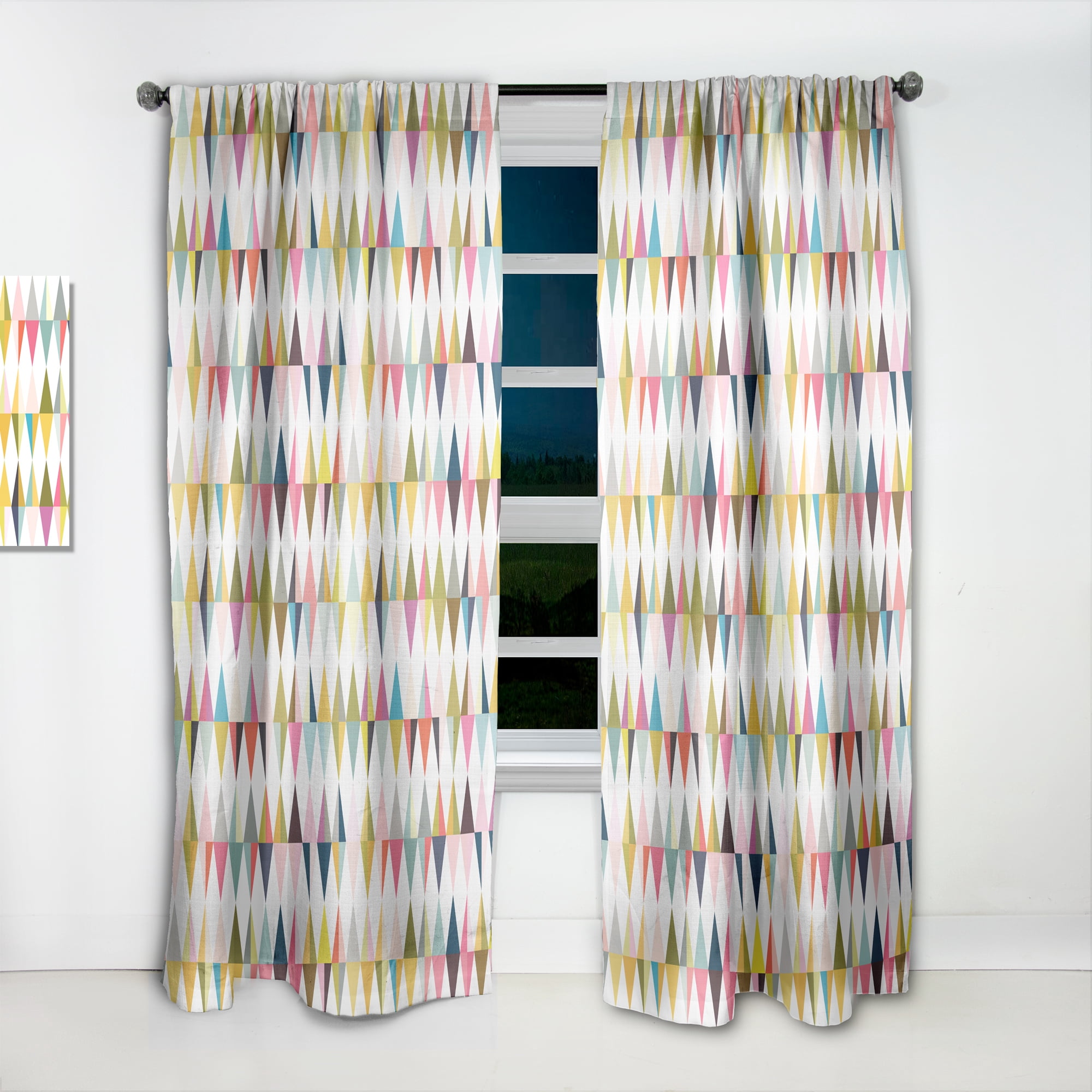 Designart 'Diamond Retro Pattern XI' Mid-Century Modern Curtain Panel