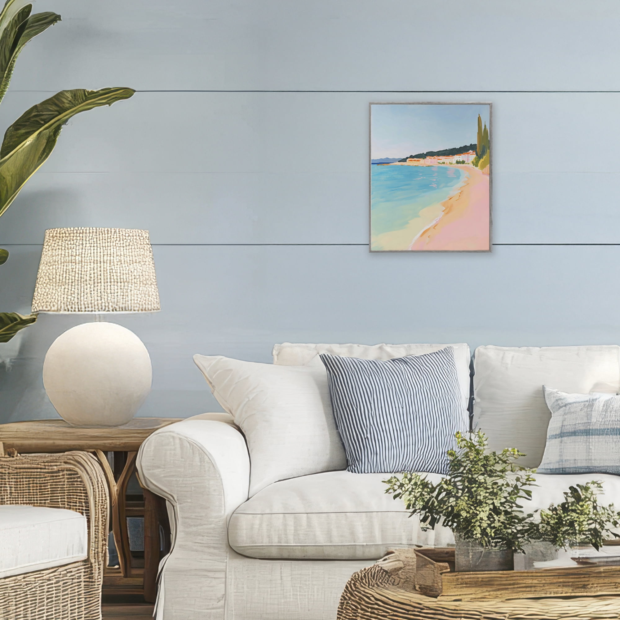Stupell Industries Abstract Village By The Sea Gray Framed Giclee Art, design by The Prints Vibe