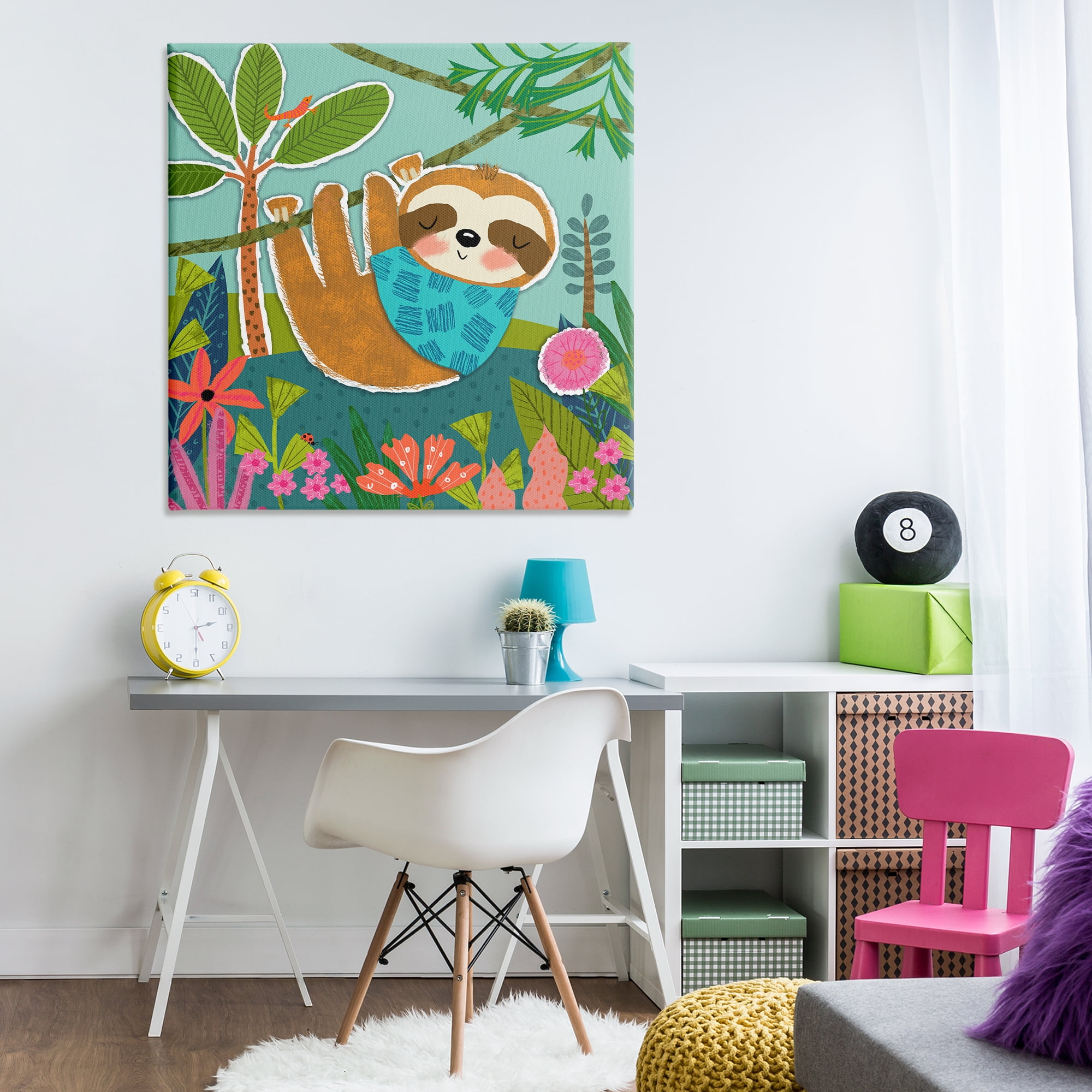 Stupell Industries Sleepy Sloth in Nature Animals Painting Wrapped Canvas Art Print Wall Art, 36 x 36