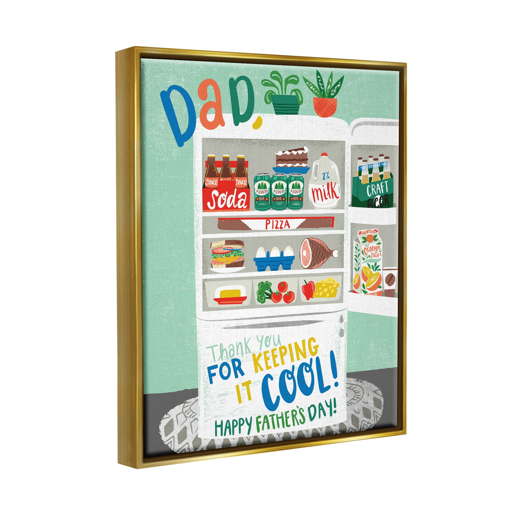 Stupell Industries Keeping It Cool Father's Day Holiday Painting Gold Floater Framed Art Print Wall Art