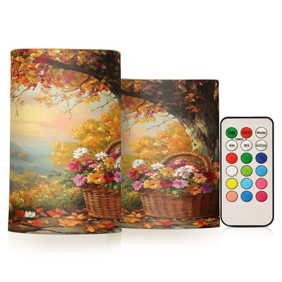 BZSMCE Flameless Candles LED Lights Basket Of Flower by Tree Creativity Battery Candles