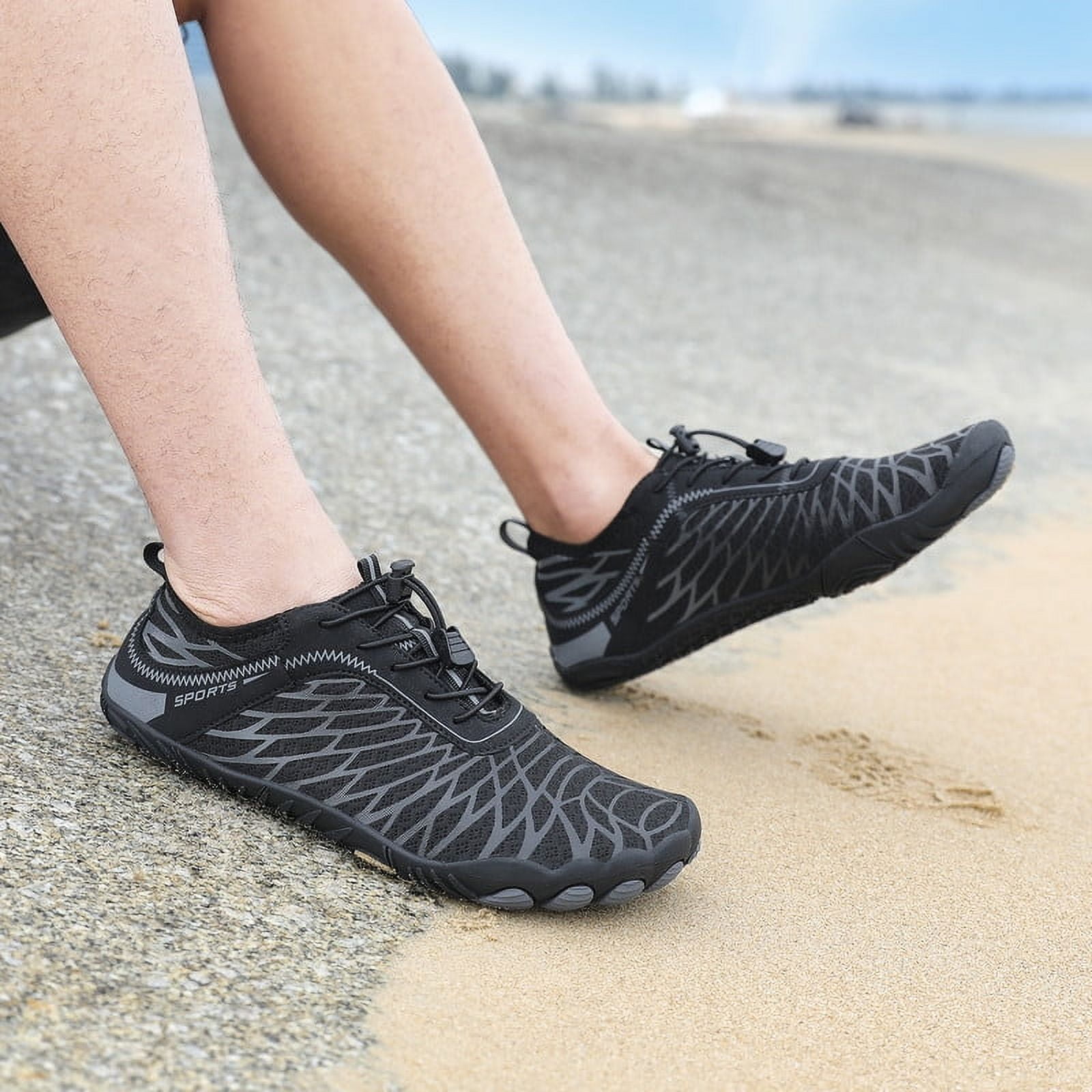 Stepedia Barefoot Athletic Hiking Water Shoes Wide Toe Zero Drop Aqua Shoes Minimalist Shoes for Women, Black 6.5 Wide