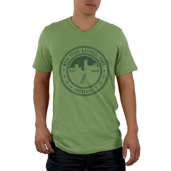 Mesa Verde National Park Vintage Mens V-Neck T Shirt Green SM