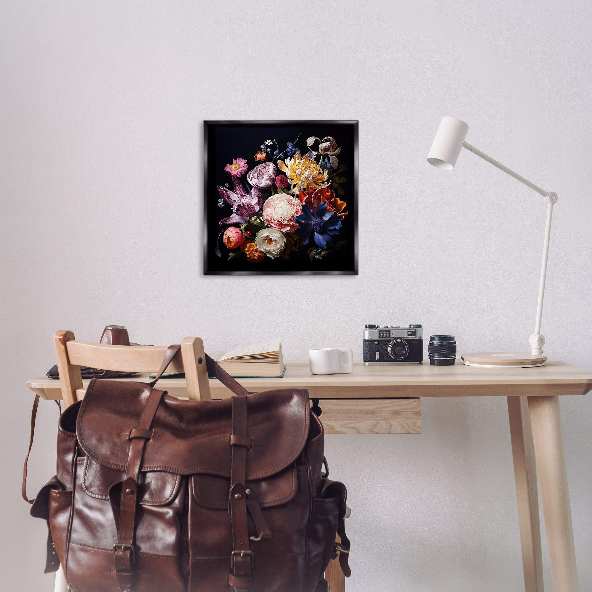 Stupell Industries Vintage Botanical Life Plants & Flowers Painting Black Floater Framed Canvas Art Print Wall Art, 25 x 25
