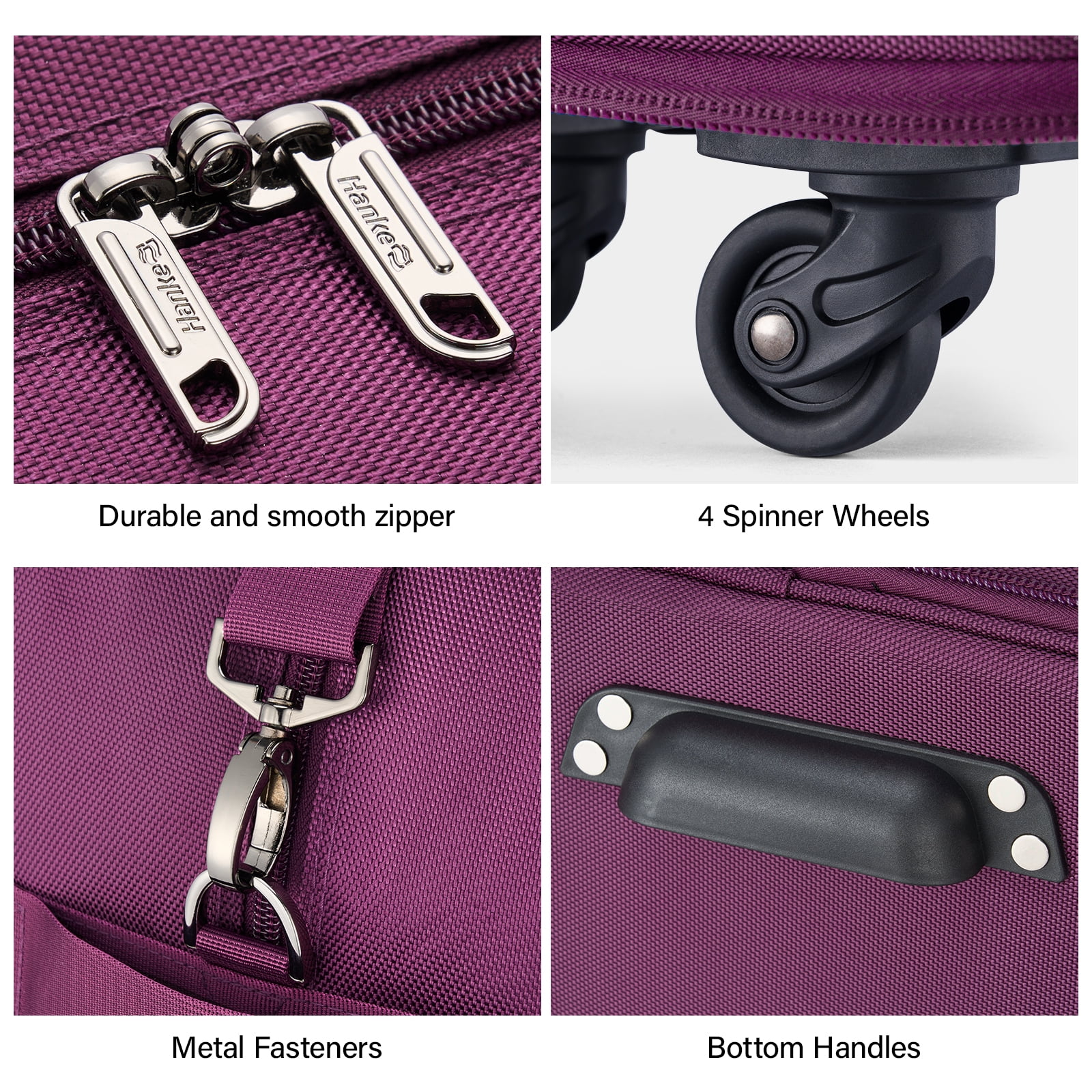 Hanke Suitcases with Wheels Expandable Foldable Luggage Bag Suitcase Collapsible Rolling Travel Bag Duffel Bag for Men Women Lightweight Suitcases,Purple