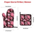 thumbnail image 2 of Pofeuu Rose Flowers Print Oven Mitts and Pot Holders 4 pcs Set,High Heat Resistant 500 Degree Extra Thicken Long Kitchen Cotton Oven Glove for Cooking, 2 of 6