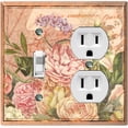 thumbnail image 1 of Metal Light Switch Plate Outlet Cover Beige Floral Leaf Letter Damask FLW057, 1 of 13