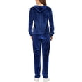 thumbnail image 6 of FUTATA Women's Velour Tracksuit 2 Pieces Joggers Outfits Sweatshirt & Sweatpants Soft Velour Sweatsuits Blue M, 6 of 6