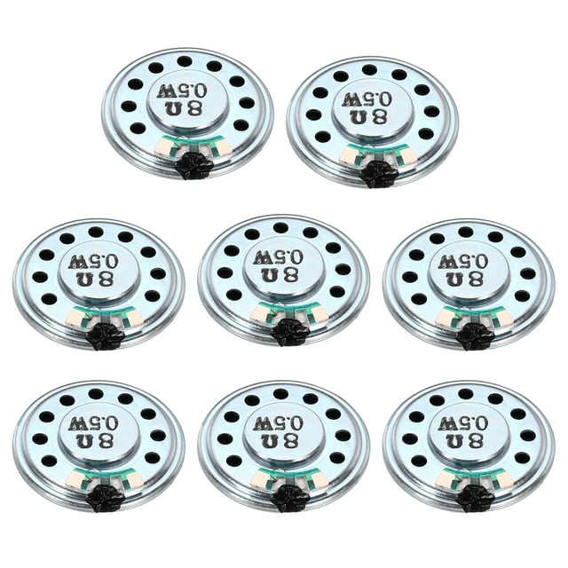 8 Pcs 0.5W 8 Ohms Petits Haut-Parleurs Coque en Métal Ronde Micro Magnétique Interne