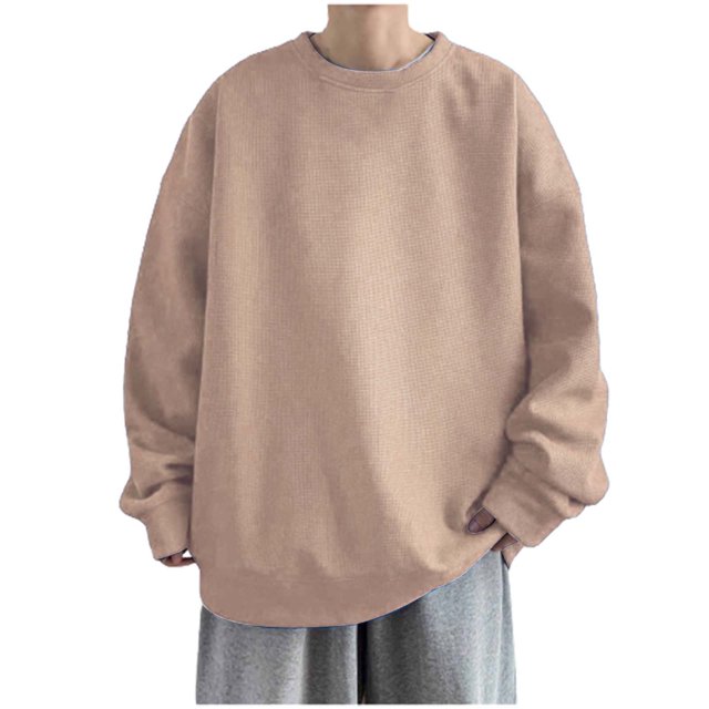 Chandail à Capuchon Polo Marron, Chandails à Capuchon Graphiques en Coton pour Hommes, Chandails à Capuchon pour Hommes, Mode Masculine Printemps et Automne Pull Décontracté à Manches Courtes Col Rond Couleur Unie Fin