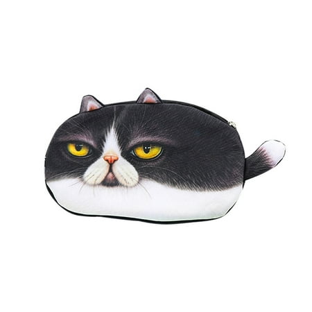Kids Best Gift School Cat Face Pencil Case Storage Bag Coin Purse Cosmetic