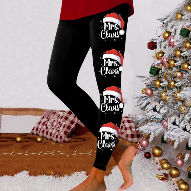 MKLEKYY Leggings para mujer, leggings con estampado navideño festivo para mujer, pantalones de yoga de cintura alta, mallas deportivas cómodas para fitness y entrenamiento