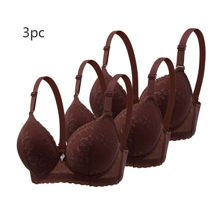 MLCDZ 3 Pack Lace Bras for Women Push Up Bralettes Full Coverage Corset Underwire Plus Size for Large Breasts with Support Sexy Minimizers Everyday Lingerie 3Pcs-Multicolor#08 38