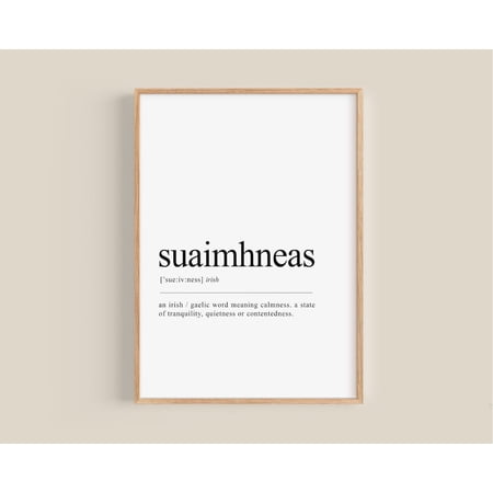 Suaimhneas Definition Irish Word Art, Unframed Paper Print Size 8x12