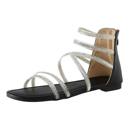 

ZTTD Lady Sandals Bohemian Style Toe Folk Style Retro Diamond Wedges Casual Roman Shoes Black
