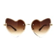 thumbnail image 1 of Womens Gothic Luxe Rimless Beveled Lens Cat Eye Heart Sunglasses Gold Brown, 1 of 4