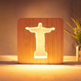 thumbnail image 1 of Lámpara de mesita de noche WLHONG con forma de cruz de Jesús, 3D, madera de pino, 1 of 7