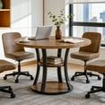 thumbnail image 5 of Round Conference Table for 2-4 People, 39 Inch Modern Small Meeting Room Table with 2-Tier Storage Shelf and Metal Base for Office, Conference Room, Small Spaces, Rustic Brown, 5 of 9