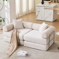 thumbnail image 3 of 73''Convertible Sleeper Sofa Modular Couch for Living Room, Corduroy Floor Sleeper Sofa Bed with Fixed-Shape Frame, Comfy Boneless Cloud Couch Loveseat, No Assembly Required, Beige, 3 of 11