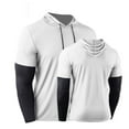 thumbnail image 3 of HOOMEUMY Casual Shirts for Men Long Sleeve Hooded Fake Two-piece Fitness Sports T-shirt Base Lightweight Spring Comfy Long Sleeve Crew Neck Solid Color Shirt (White,XL), 3 of 5