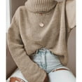 thumbnail image 5 of Women's Casual Sweater Turtleneck Long Sleeve Solid Loose Knit Sweater, 5 of 5