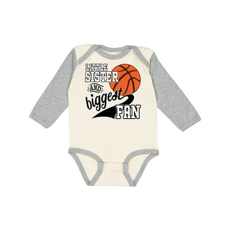 

Inktastic Little Sister and Biggest Fan- Basketball Player Gift Baby Girl Long Sleeve Bodysuit