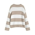 thumbnail image 4 of zaveiop Sweaters for Womens Fall Winter Y2K Oversized Preppy Jumper Sweaters Lightweight Knit Color Block Pullover Sweater (Z3-Khaki, XL), 4 of 4