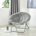 thumbnail image 1 of Urban Shop Oversized Mongolian Faux Fur Saucer Chair, Silver, 1 of 1