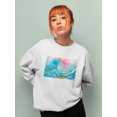 thumbnail image 2 of Image Conscious Ocean Waves With Boats Sweatshirt Womens -Porter Hastings Designs, Female Medium, 2 of 4