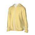 thumbnail image 3 of Goofa Yellow Gingham Printed Women's UPF 50+ Sun Protection Hoodie Jacket Lightweight Long Sleeve Sun Shirt for Women with Pocket Hiking Outdoor-3X-Large, 3 of 9