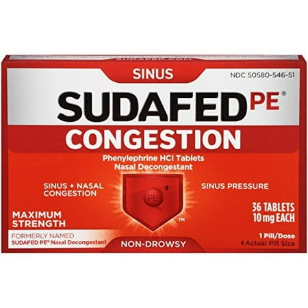 3 Pack Sudafed PE Sinus Congestion Non-Drowsy Max Strength 36 Tablets Each