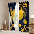 thumbnail image 3 of Feelyou Cartoon Basketball Print Blackout Curtains Set of 2 (52x84 Each), Navy Gold Stripes Window Curtains, Modern City Print Curtains and Drapes, Curtains and Drapes Home Decor, 3 of 6