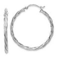 thumbnail image 4 of 14K White Gold Plated Polished 2.5mm Twisted Hoop Earrings, 4 of 7