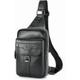 thumbnail image 1 of BULLCAPTAIN Mochila Cruzada de Cuero para Hombre Pequeña para Senderismo y Viajes, 1 of 10