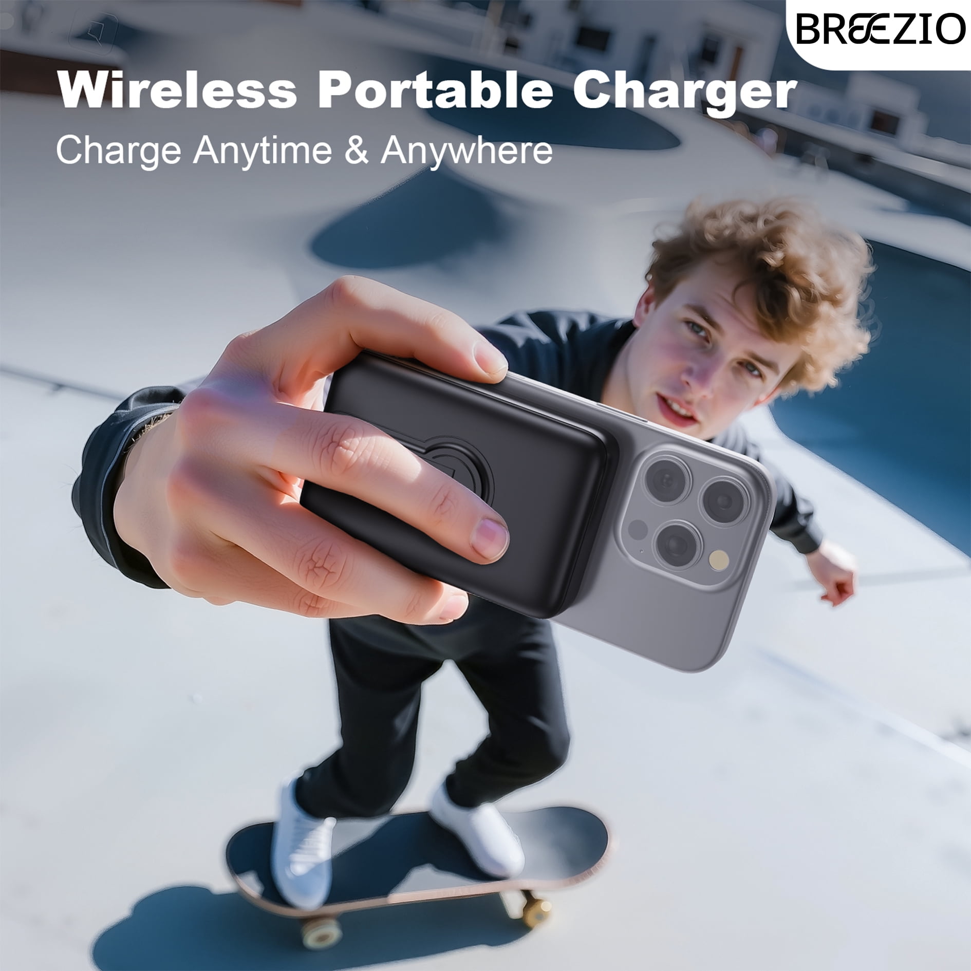 Magnetic Wireless Portable Charger, 12000mAh Power Bank, Fast Charging Battery Pack Compatible for iPhone 17/16/15/14/13, Black