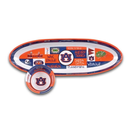 Auburn 20 in. Assorted Colors Melamine Oval Chip and Dip Server (Set of 2)
