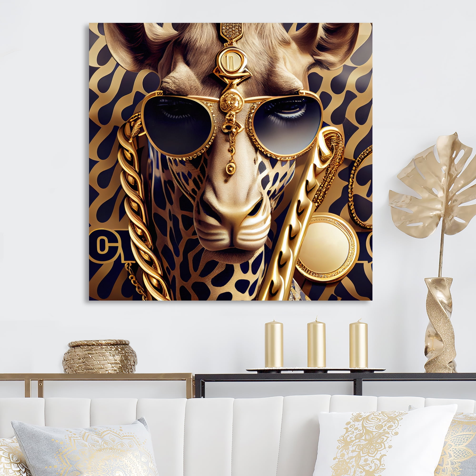 Designart Celebrity Fashion Girafe I Canvas Wall Art