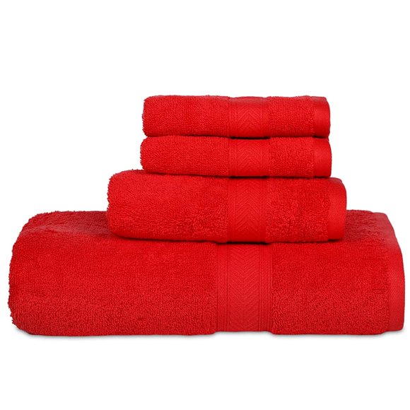 Juego de toallas Casa Lino CASALINO PLUSH, 4 piezas, 100% algodón, rojo