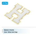 thumbnail image 3 of Parches de letras de chenilla H de 4-1/2 pulgadas, parches de letras H de planchar con brillo dorado para ropa, paquete de 3 (blanco), 3 of 7