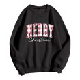 thumbnail image 4 of Women Merry Christmas Sweatshirts Plaid Letter Print Crewneck Tunic Tops Long Sleeve Xmas Holiday Party Pullover, 4 of 4