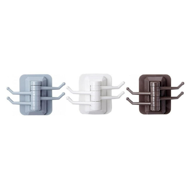Agiferg Creative Four-link Rotating Hook Strong Viscose Towel Rack Bathroom Wall Shelf Free Punching And Traceless Sticky Hook