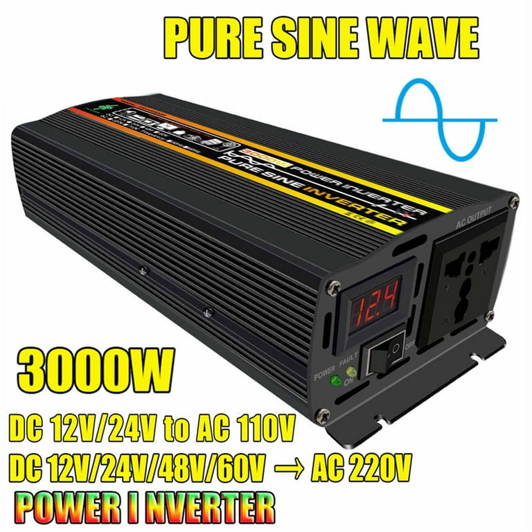 Star Home 1 Set 3000W/4000W/6000W Power Inverter Pure Sine Wave LED Display  12V/24V to AC 220V Car Convert Adapter Auto Accessories 