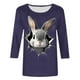thumbnail image 4 of Xuyuer Ladies' Easter Print Round Neck Three Quarter Sleeve 3/4 Sleeve T-shirt Loose Tops Casual Loose Fit Crewneck T Shirts Tunic Tops, 4 of 5