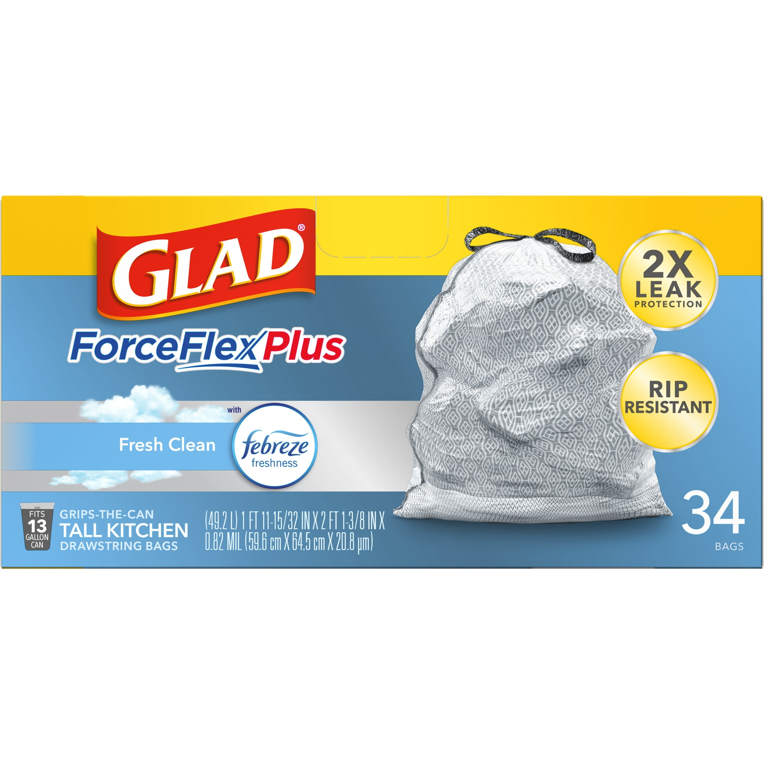 Glad® Tall Kitchen Drawstring Trash Bags – Force Flex Plus With