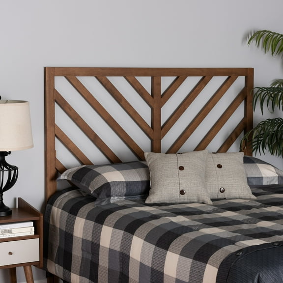 Baxton Studio Belisma Modern and Contemporary Ash Walnut Finished Wood Queen Size Headboard